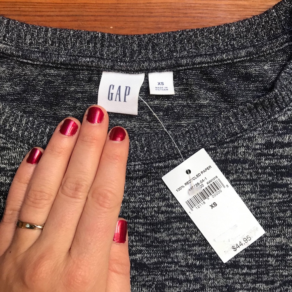 Gap Heather Navy Blue Long Sleeve Top, NWT, XS - Picture 4 of 12